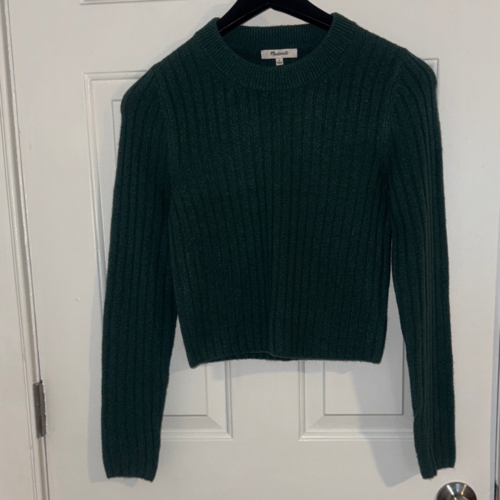 Madewell Forest Green Ribbed Crew Neck Sweater